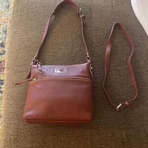 Dooney & Bourke Dillen Leather Letter Carrier Crossbody Bag Brown
